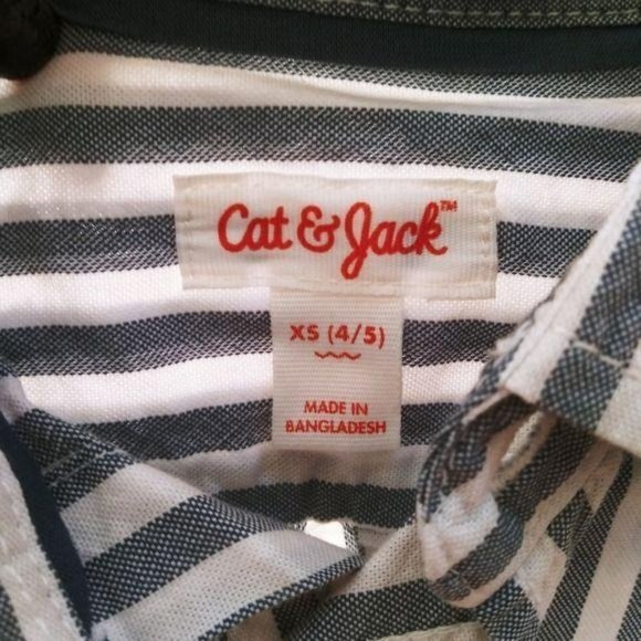 Boys' Cat & Jack Button Down Casual Stripe Shirt NWT - Picture 4 of 5